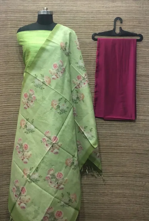 Elegant Ghicha Tussar Silk Plain Suit Material – Handwoven Natural Texture